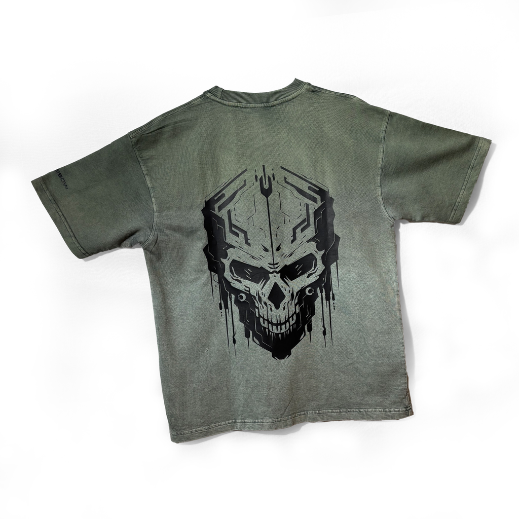 Robbow Iron Fang Washed Graphic T-Shirt – Olive Green