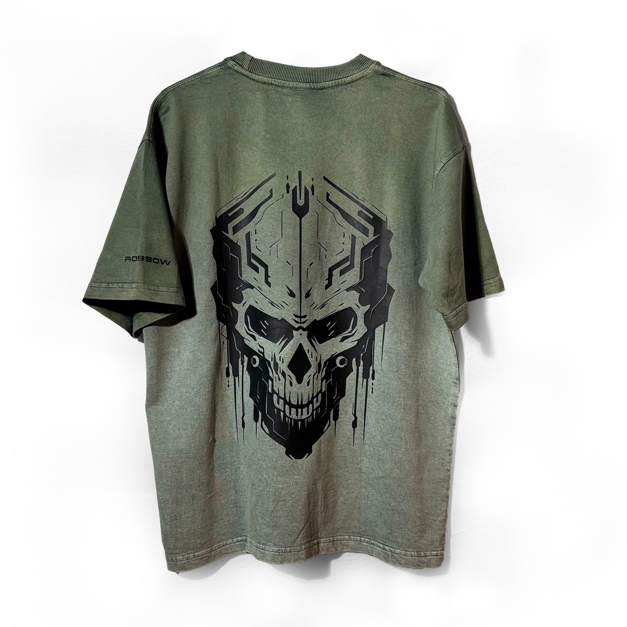 Robbow Iron Fang Washed Graphic T-Shirt – Olive Green
