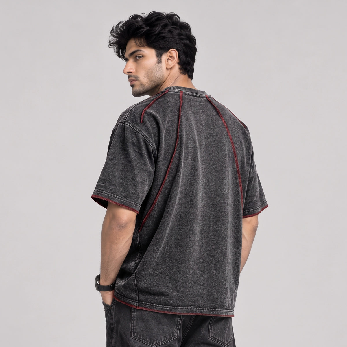 Robbow Crimson Thread Tee - Premium Washed Seam T-Shirt