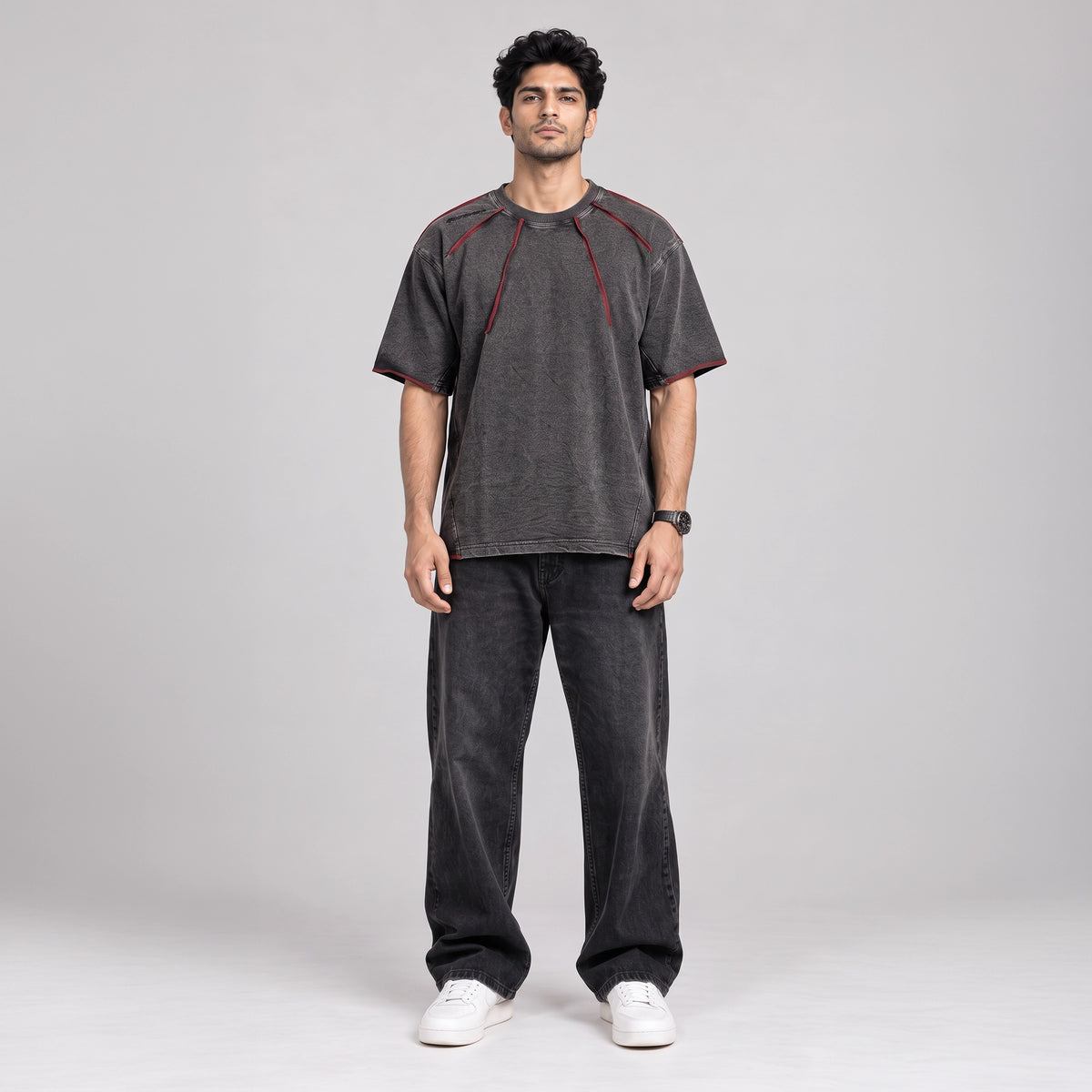Robbow Crimson Thread Tee - Premium Washed Seam T-Shirt