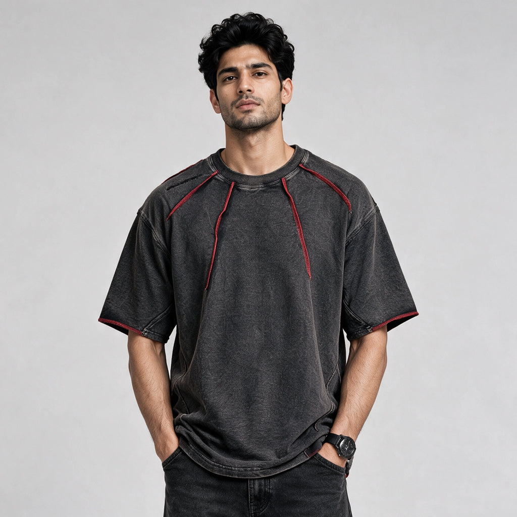 Robbow Crimson Thread Tee - Premium Washed Seam T-Shirt