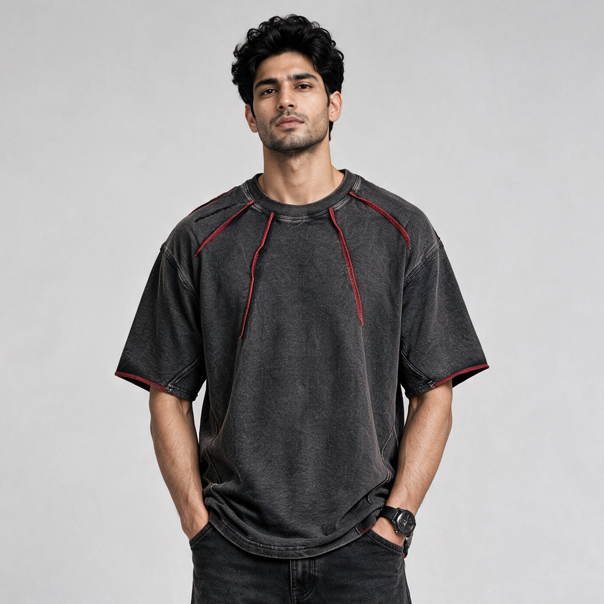 Robbow Crimson Thread Tee - Premium Washed Seam T-Shirt