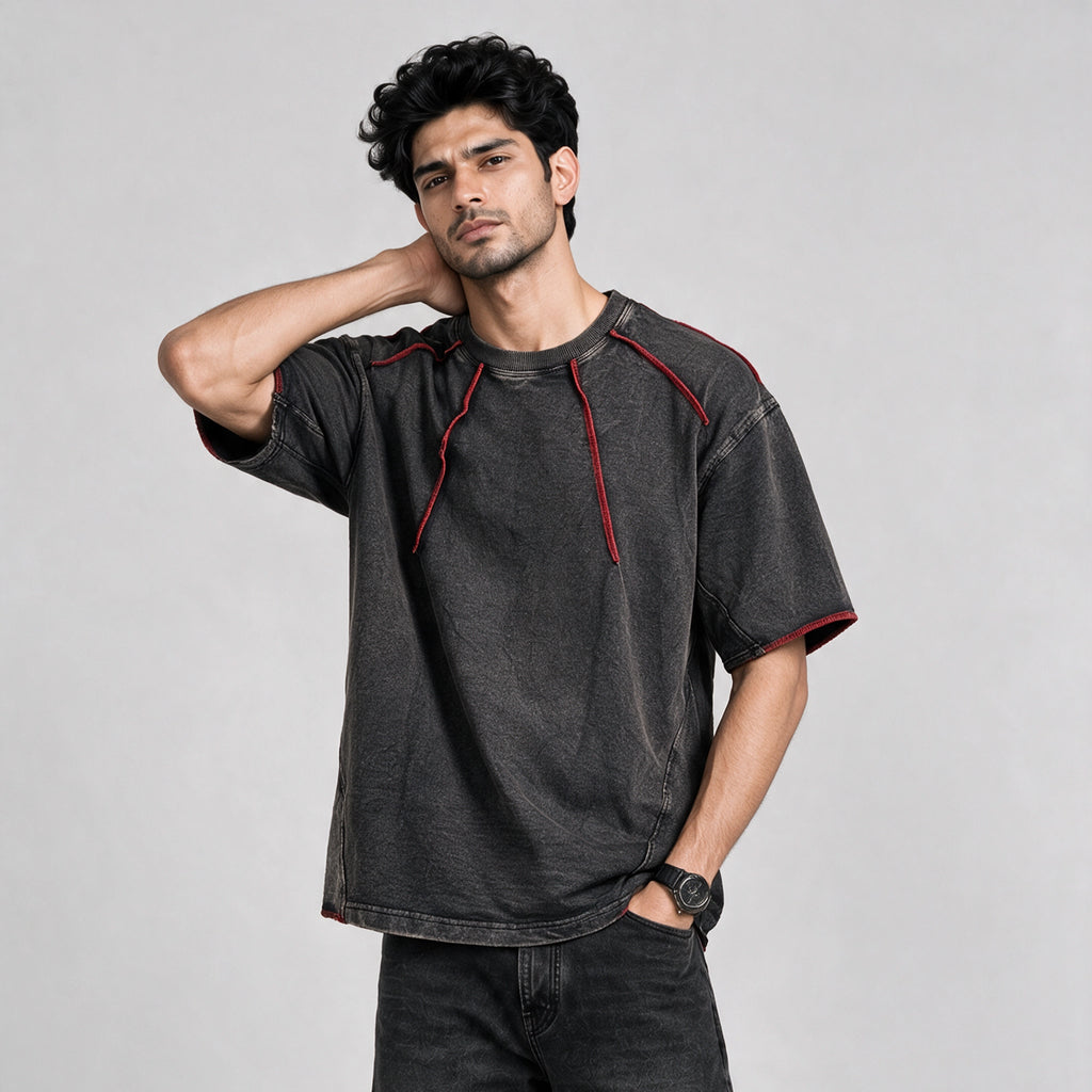 Robbow Crimson Thread Tee - Premium Washed Seam T-Shirt