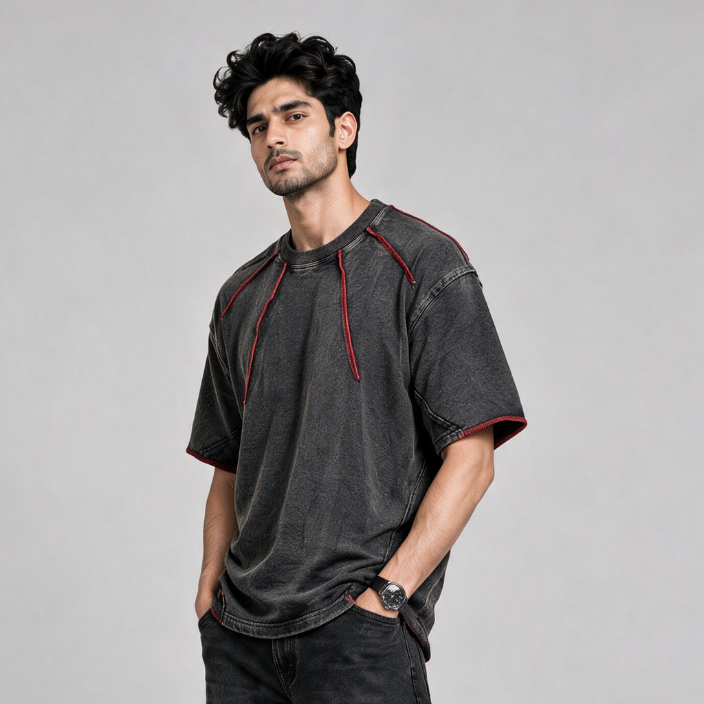 Robbow Crimson Thread Tee - Premium Washed Seam T-Shirt