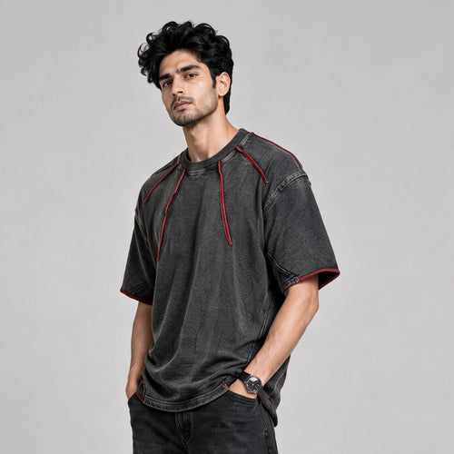Robbow Crimson Thread Tee - Premium Washed Seam T-Shirt