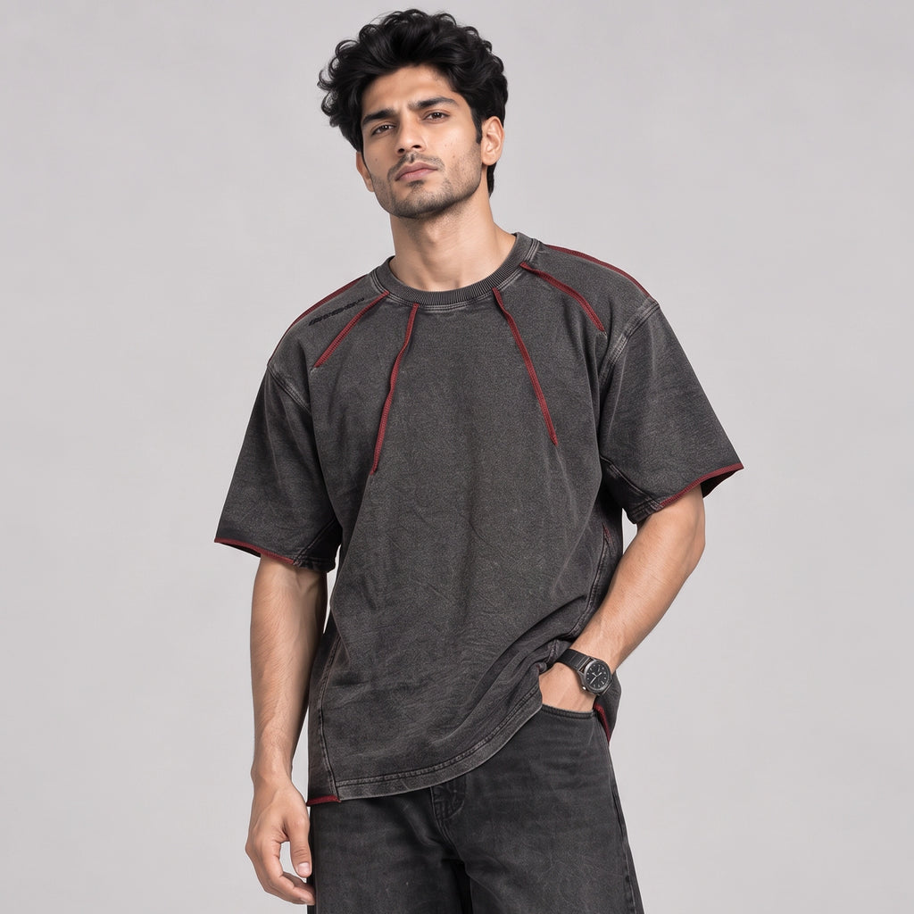 Robbow Crimson Thread Tee - Premium Washed Seam T-Shirt